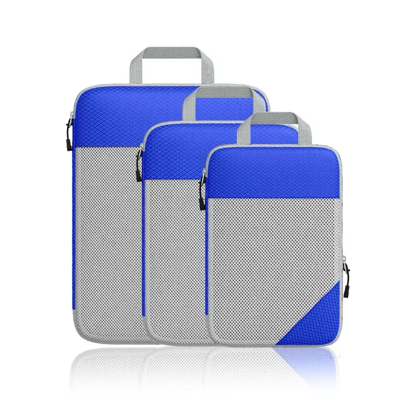 Travel Foldable Compression Visual Mesh Storage Bag Set for Luggage Organizer Nylon Material