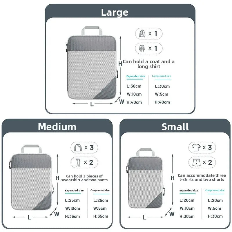 Travel Foldable Compression Visual Mesh Storage Bag Set for Luggage Organizer Nylon Material