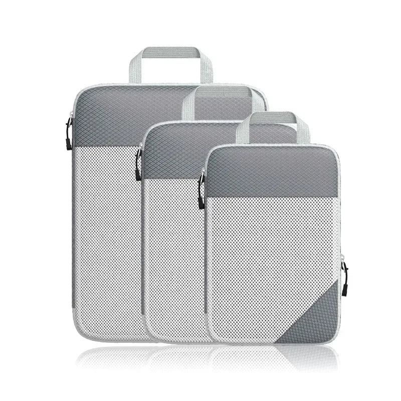 Travel Foldable Compression Visual Mesh Storage Bag Set for Luggage Organizer Nylon Material