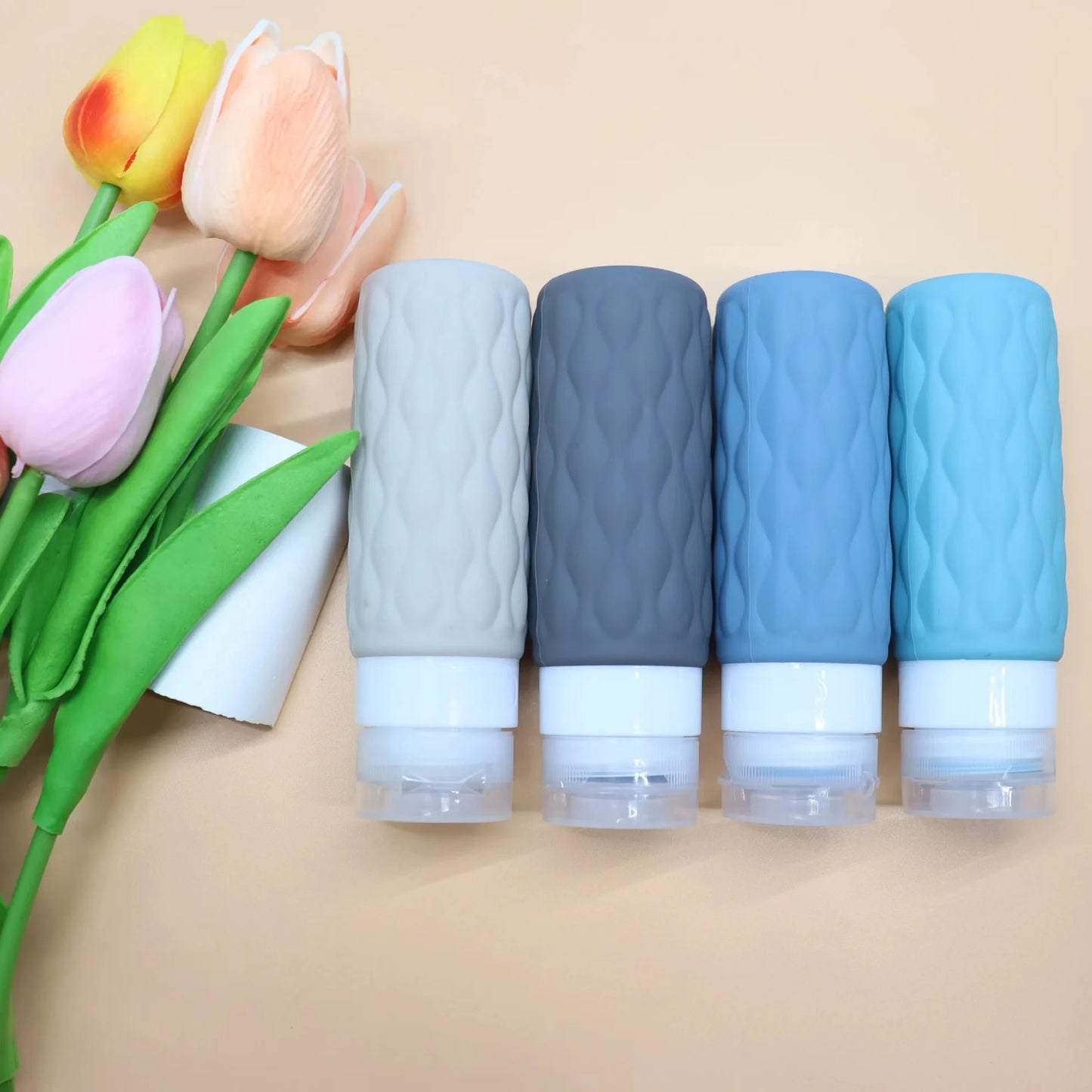 4pcs 100ml Soft Silicone Squeezed Empty Bottle Set Travel Refillable Portable Sub-bottling Tool Liquid Container Spray Lotion