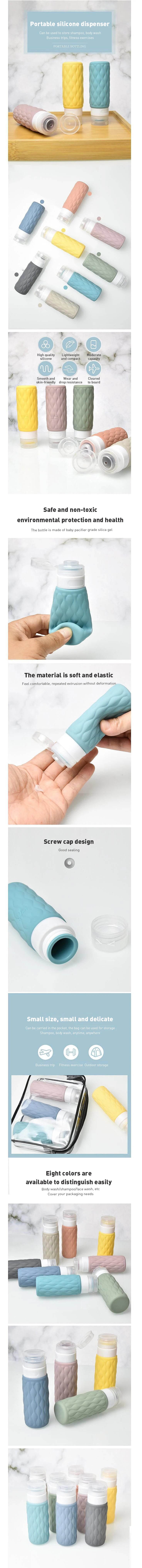 4pcs 100ml Soft Silicone Squeezed Empty Bottle Set Travel Refillable Portable Sub-bottling Tool Liquid Container Spray Lotion