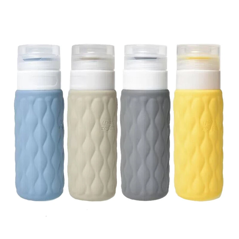 4pcs 100ml Soft Silicone Squeezed Empty Bottle Set Travel Refillable Portable Sub-bottling Tool Liquid Container Spray Lotion