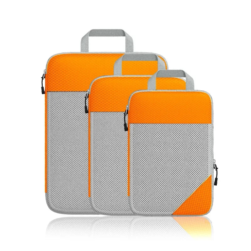 Travel Foldable Compression Visual Mesh Storage Bag Set for Luggage Organizer Nylon Material