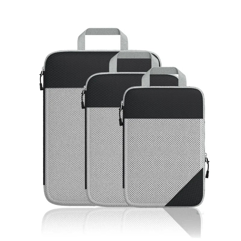 Travel Foldable Compression Visual Mesh Storage Bag Set for Luggage Organizer Nylon Material