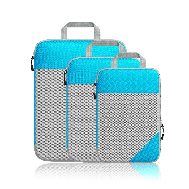 Travel Foldable Compression Visual Mesh Storage Bag Set for Luggage Organizer Nylon Material