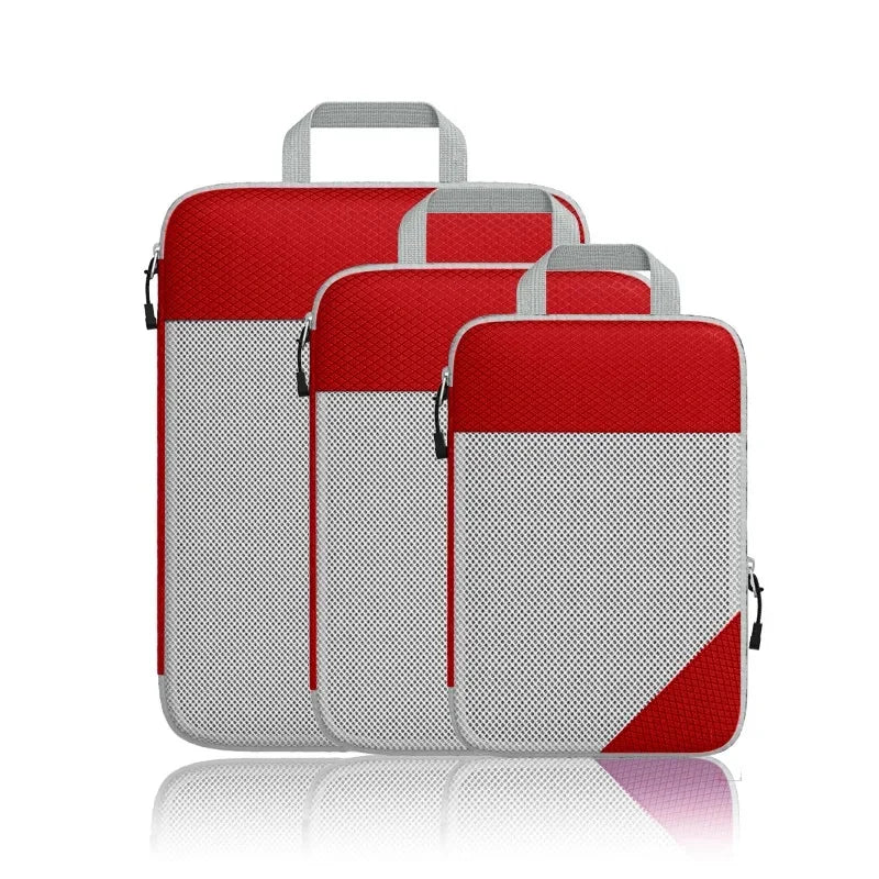 Travel Foldable Compression Visual Mesh Storage Bag Set for Luggage Organizer Nylon Material