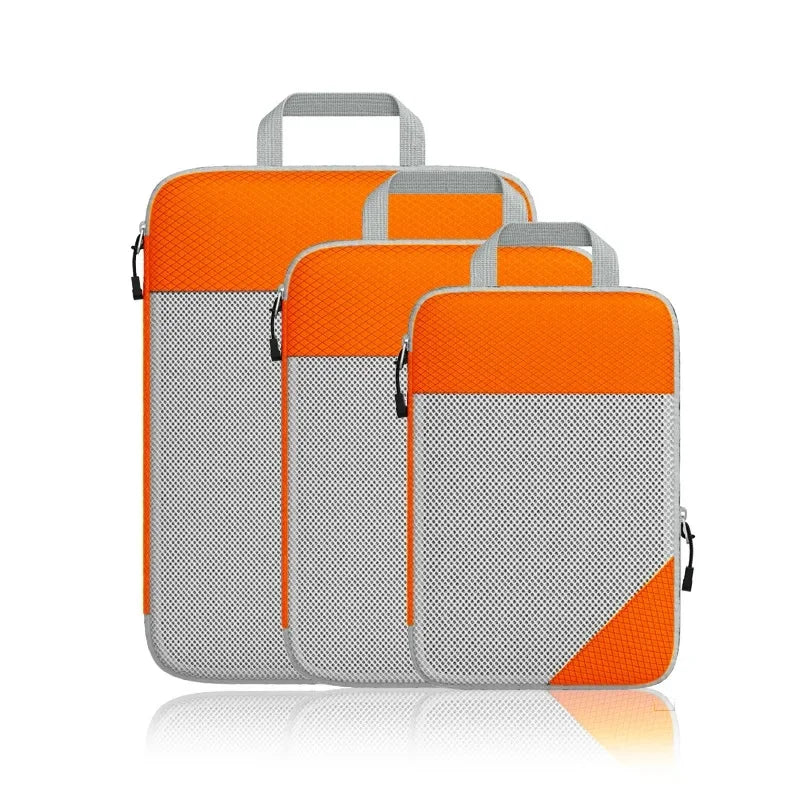Travel Foldable Compression Visual Mesh Storage Bag Set for Luggage Organizer Nylon Material