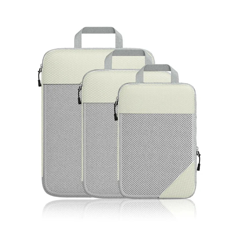 Travel Foldable Compression Visual Mesh Storage Bag Set for Luggage Organizer Nylon Material