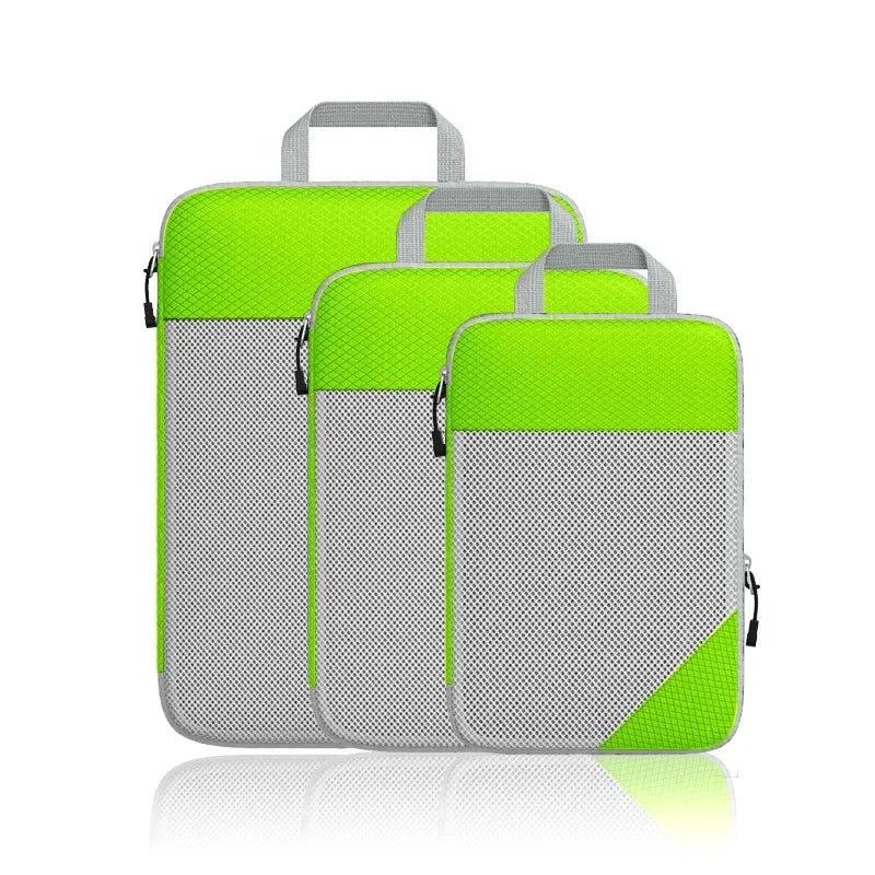 Travel Foldable Compression Visual Mesh Storage Bag Set for Luggage Organizer Nylon Material