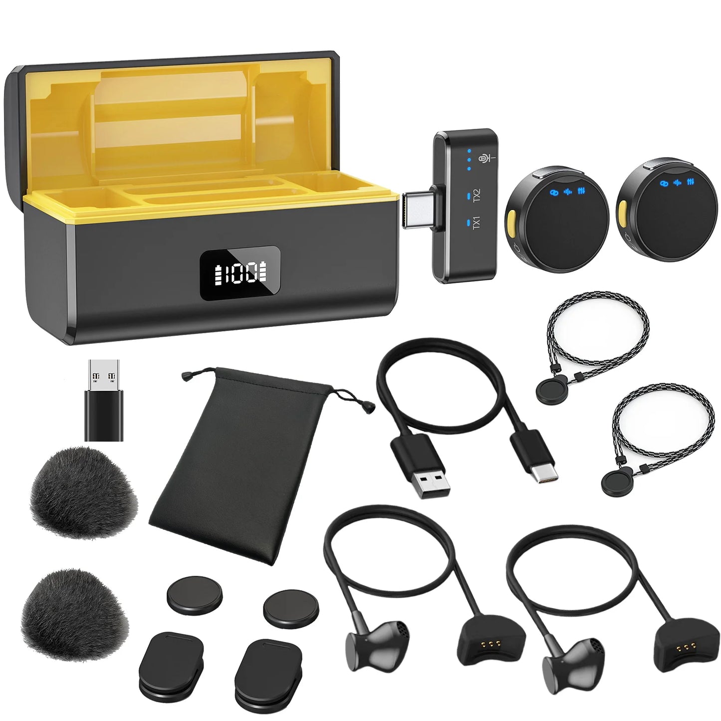 Wireless Lavalier Microphone with Noise Canceling Professional Magnetic Microphone for Studio Recording Interview Live Broadcast