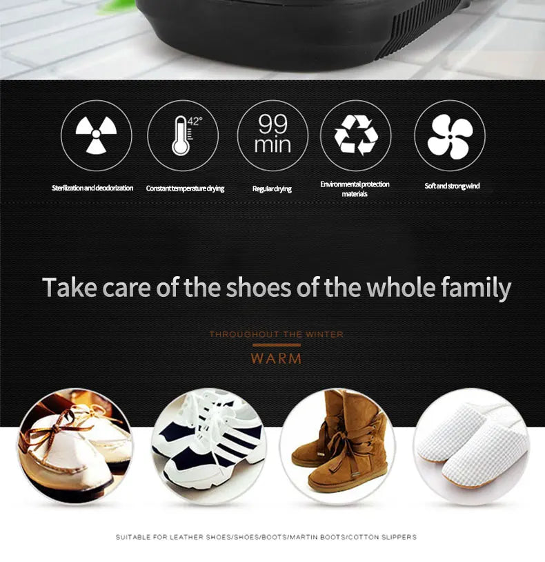 saengQ Intelligent Electric Shoes Dryer Sterilization Anion Ozone Sanitiser Telescopic Adjustable Deodorization Drying Machine