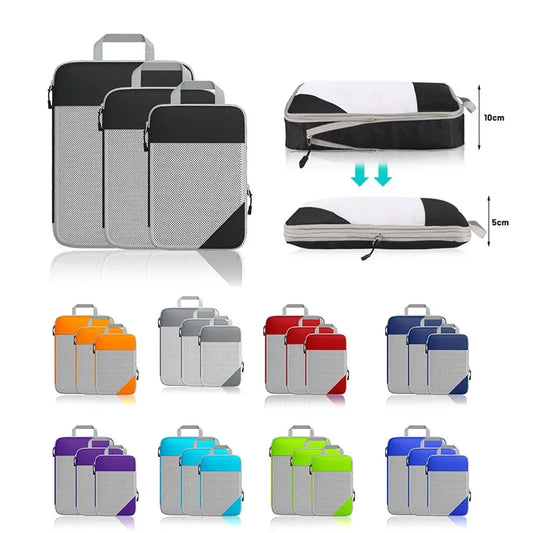 Travel Foldable Compression Visual Mesh Storage Bag Set for Luggage Organizer Nylon Material