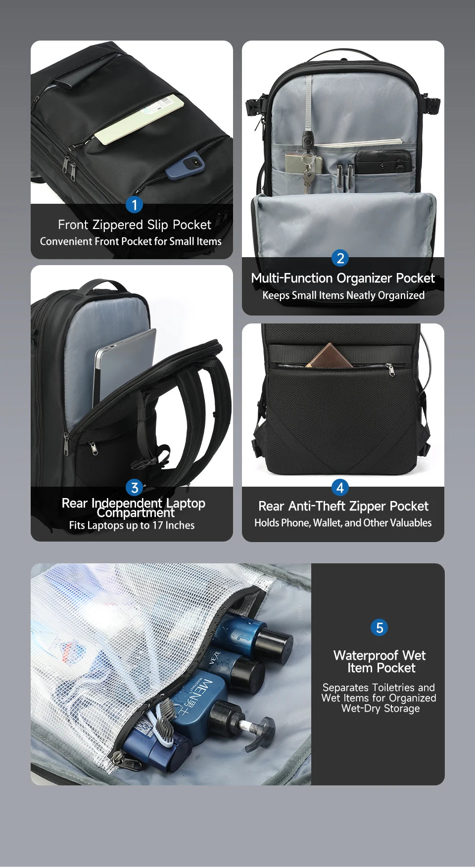 Tigernu Vacuum Compression Backpacks Men Travel Backpack