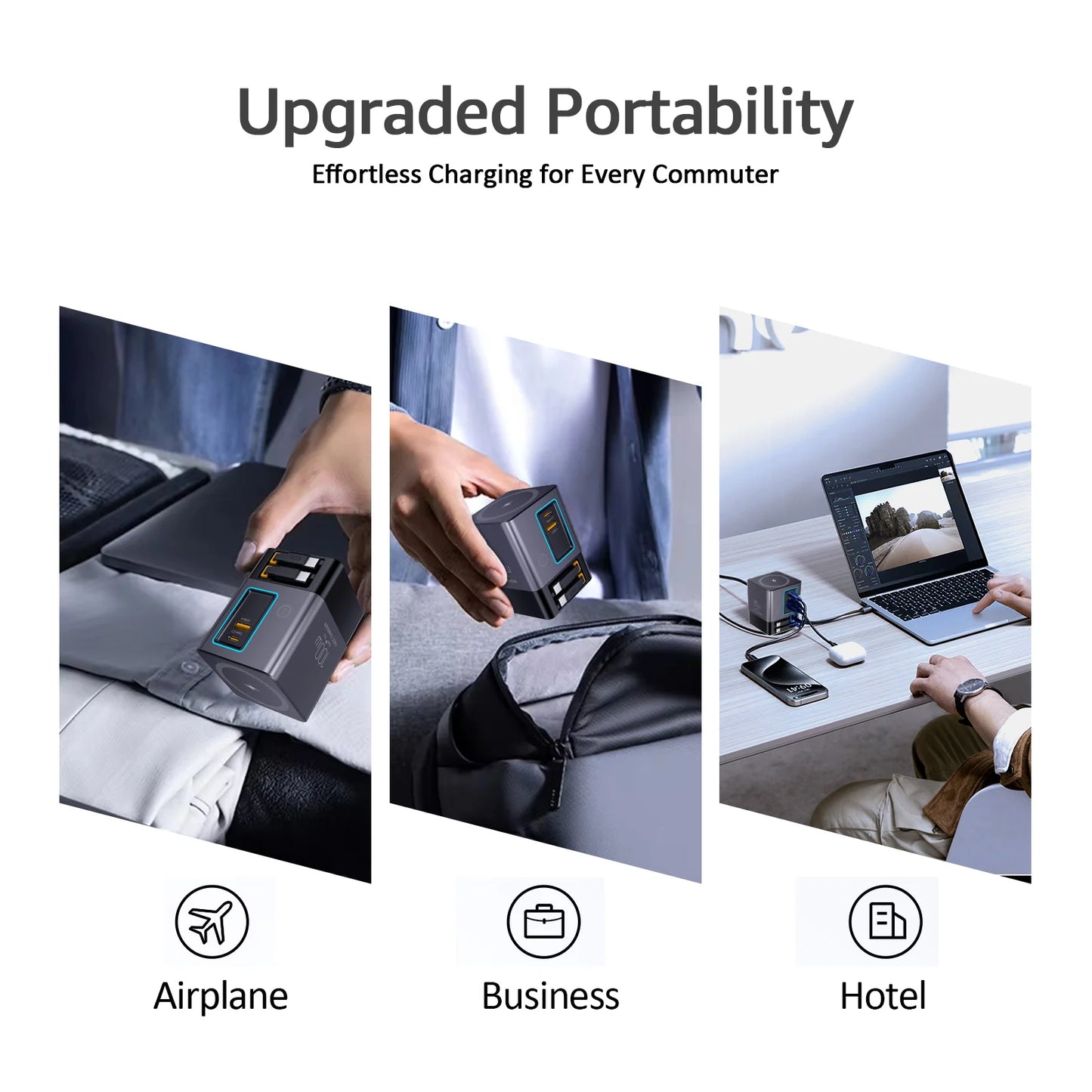 5-in-1 100W Charging Station with Retractable USB-C Cable Power Combo Tower for Multiple Devices Fast Charger for iPhone, Airpod