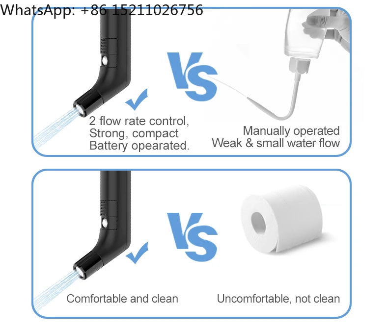 Portable Bidet Sprayer Kit with 2.3L Water Tank – Rechargeable, Travel Friendly, Foldable Design – Personal Hygiene Cleaner, Baby & Elderly – Electric Toilet Washer