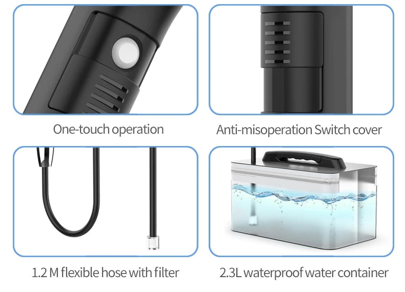 Portable Bidet Sprayer Kit with 2.3L Water Tank – Rechargeable, Travel Friendly, Foldable Design – Personal Hygiene Cleaner, Baby & Elderly – Electric Toilet Washer